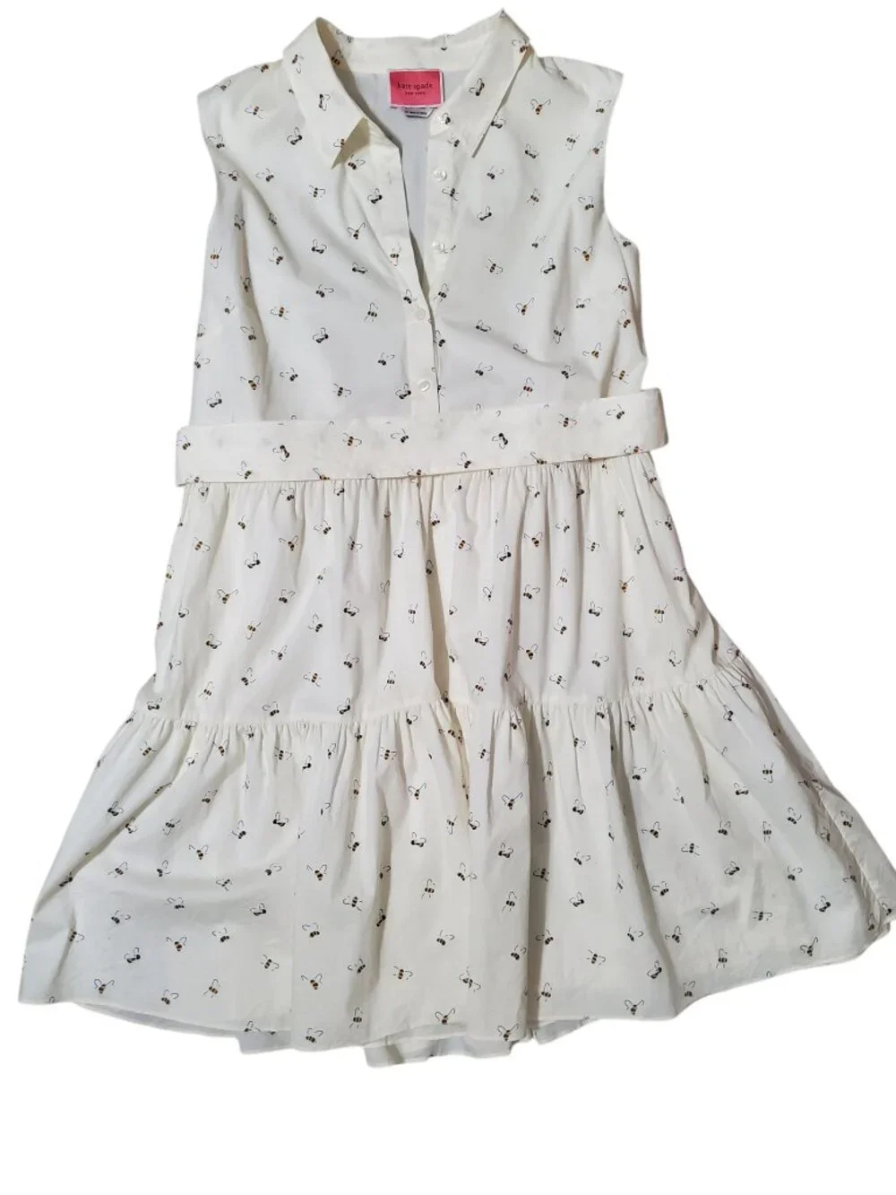 Kate Spade New York Bees Cream Belted Shirt Dress With Pockets Size XL
